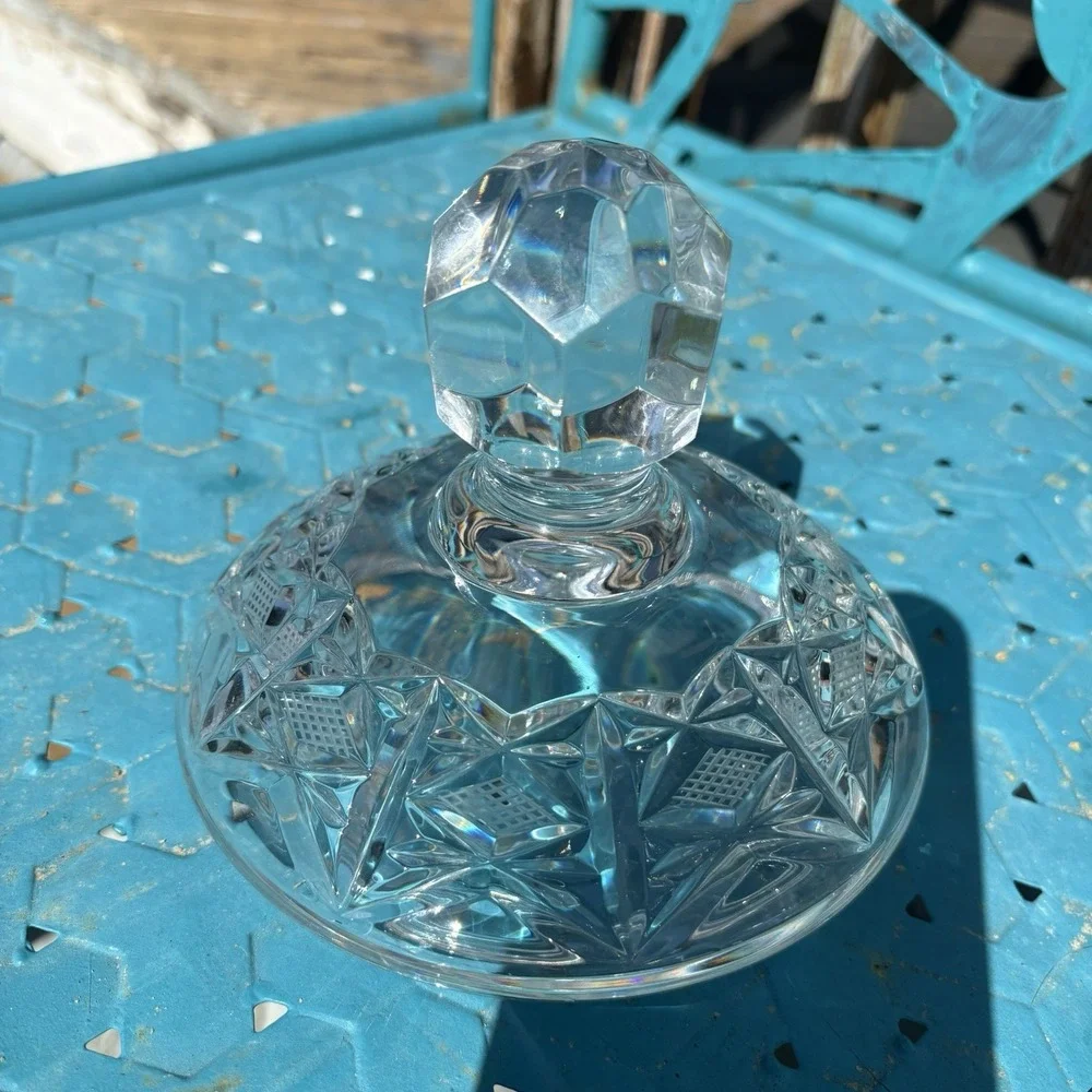Vtg RARE Sklarny Bohemia Queens Lace Lead Crystal Tall Compote Candy Dish HTF